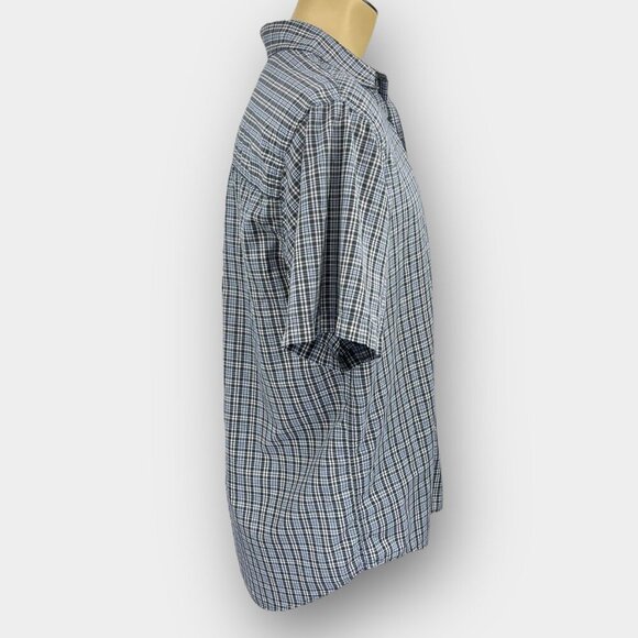 Chaps Men’s Easy‑Care Short‑Sleeve Plaid Shirt L/G (2XL Fit) Blue/Grey/White - Picture 2 of 7